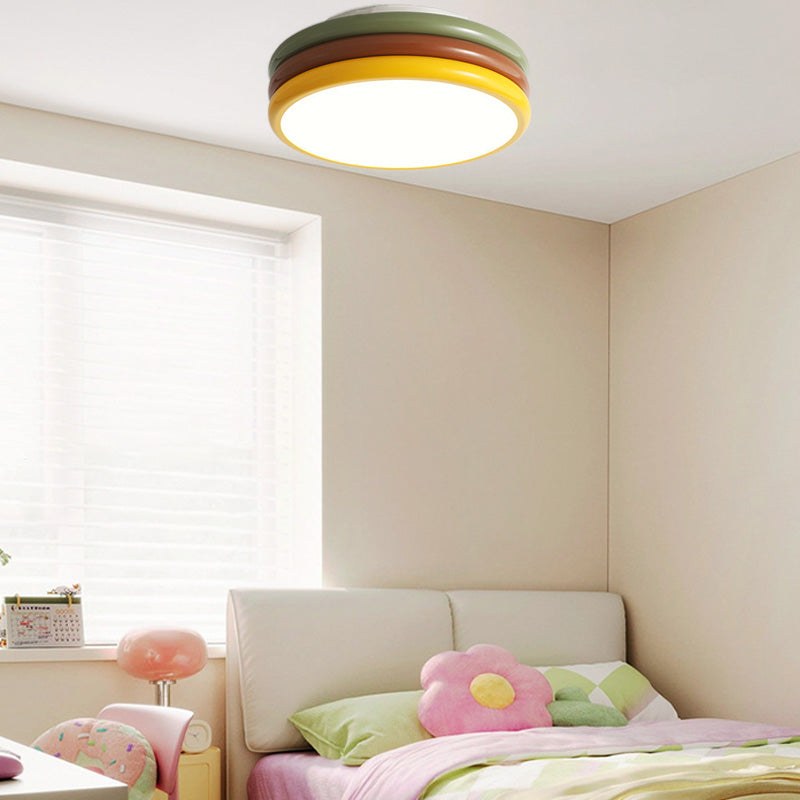 Zeitgenössische kreative Eisen Acryl Runde Hamburger LED Unterputz Deckenleuchte für Schlafzimmer 