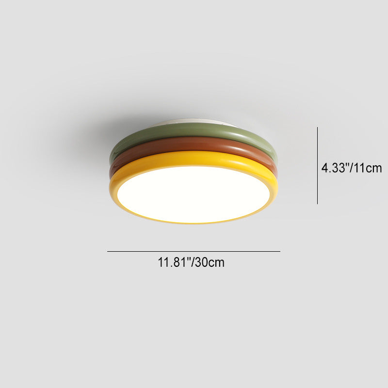 Zeitgenössische kreative Eisen Acryl Runde Hamburger LED Unterputz Deckenleuchte für Schlafzimmer 