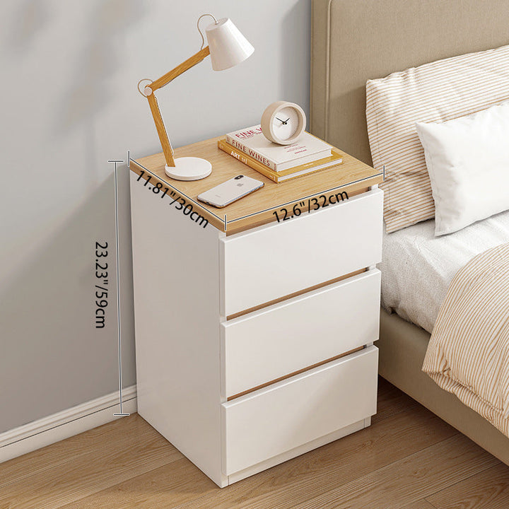 Modern Minimalist Rectangular MDF Nightstand 2/3 Drawer For Bedroom