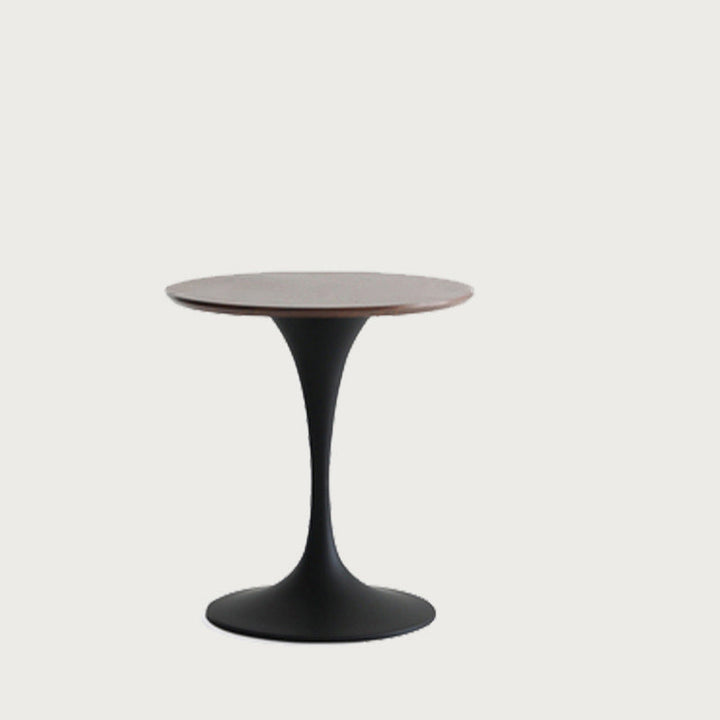 Modern Minimalist Round Slate Solid Wood Coffee Table For Living Room