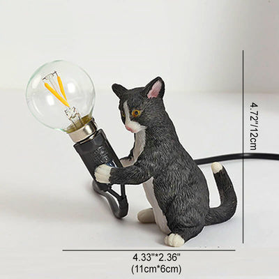 Modern Creative Resin Kitten Decor 1-Light Mini Table Lamp