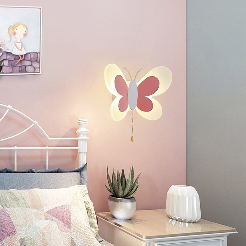 مصباح حائط LED من الحديد بتصميم فراشة أكريليك إبداعي معاصر لغرفة النوم 