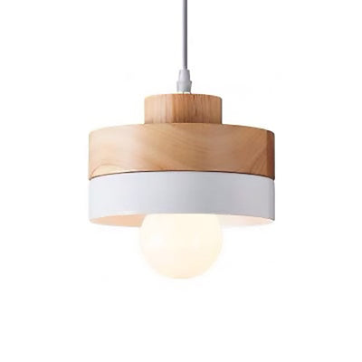 Moderne minimalistische Macaron Square Eisen Holz 1-Licht Pendelleuchte für Wohnzimmer 