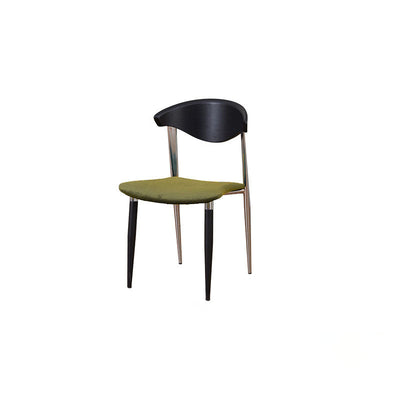 Chaise de salle à manger contemporaine rétro en bois de hêtre, fer, velours, éponge carrée avec dossier incurvé pour salle à manger 