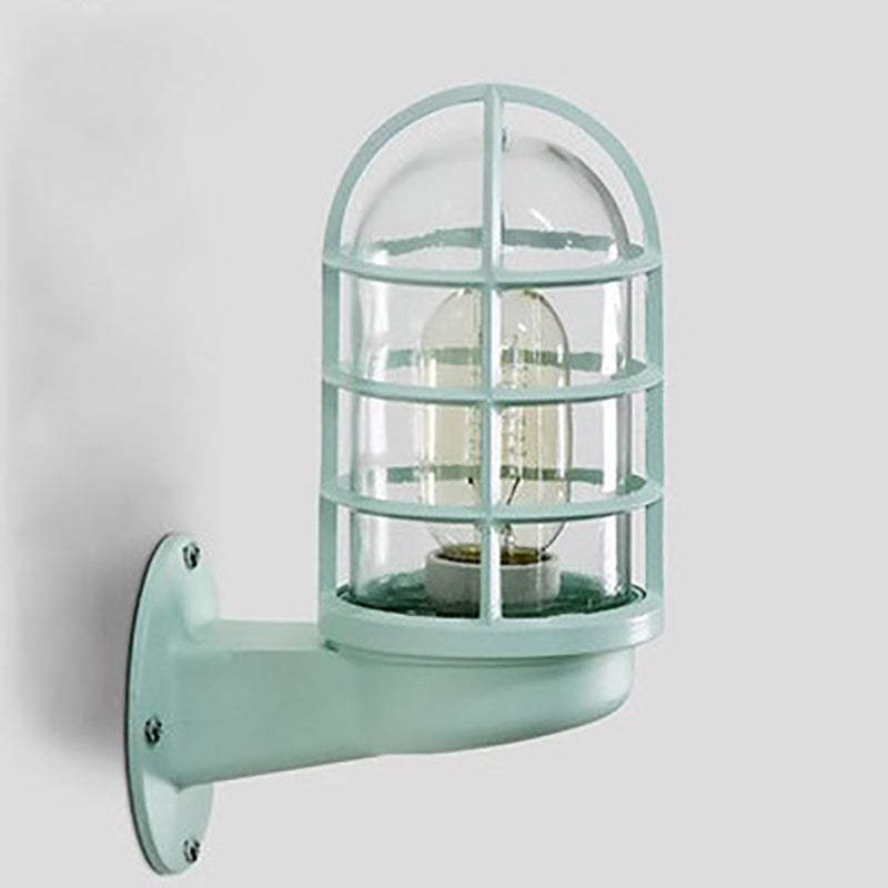 Contemporary Industrial Aluminum Round Cage 1-Light Waterproof Wall Sconce Lamp For Entryway