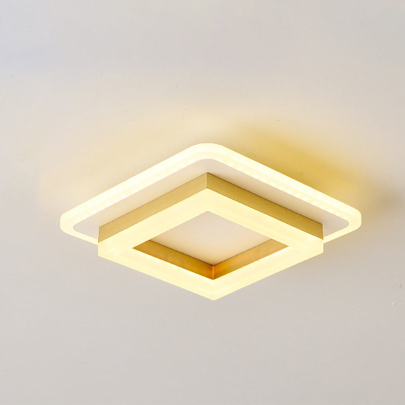 Luz de techo LED de montaje empotrado con pantalla cuadrada redonda geométrica acrílica de simplicidad moderna para sala de estar 