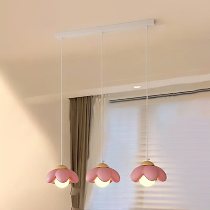 Design floral Art Déco moderne en bois et résine avec 1/3 lumières pour lustre de salle de séjour 