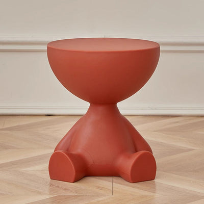Table d'appoint ronde scandinave contemporaine avec base en PE et ours cartoon pour salon 