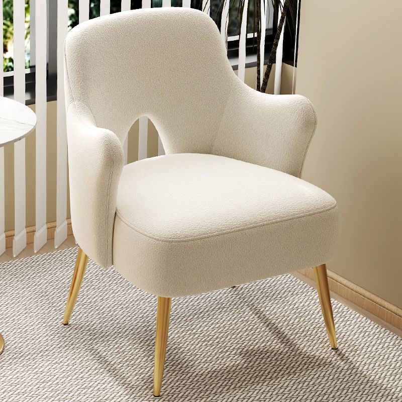 Modern Minimalist Curved Back Plywood Sponge Metal Accent Chair Backrest Armrest For Living Room
