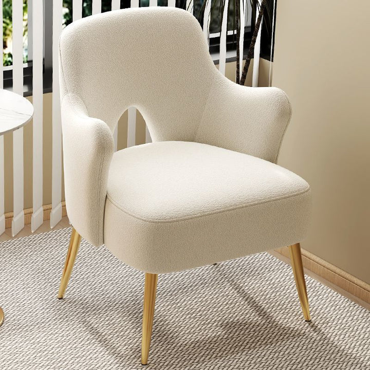 Modern Minimalist Curved Back Plywood Sponge Metal Accent Chair Backrest Armrest For Living Room