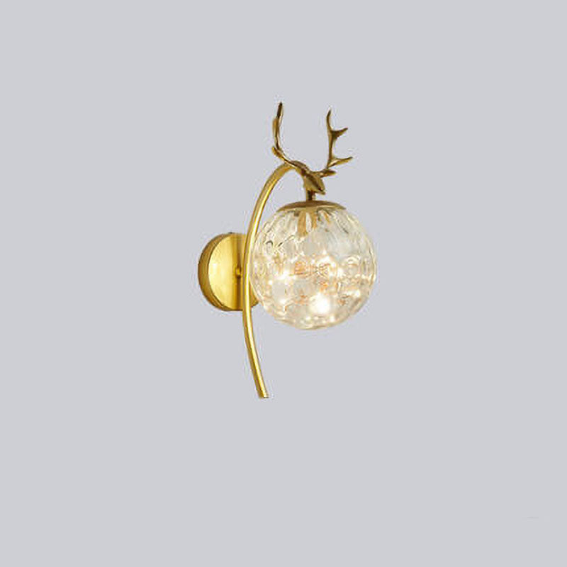 Nordic Light Luxus Eisen Geweih Globus Glas 1-Licht Wandleuchte 