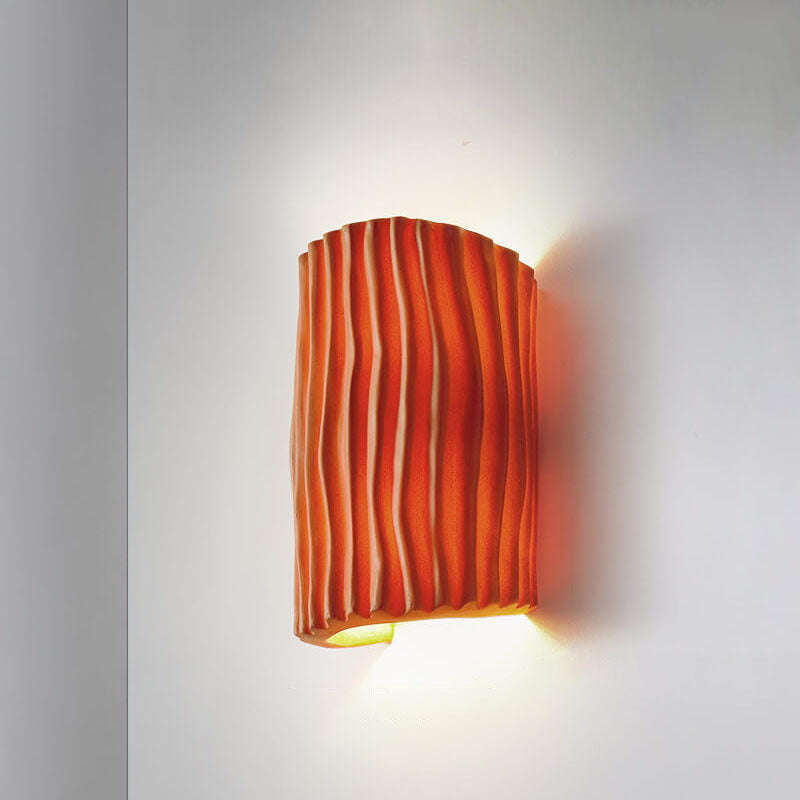 Contemporary Nordic Resin Striped Half Cylinder 2-Light Wall Sconce Lamp for Living Room