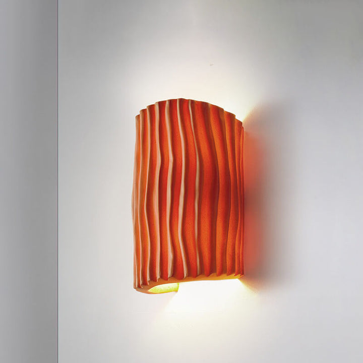 Contemporary Nordic Resin Striped Half Cylinder 2-Light Wall Sconce Lamp for Living Room