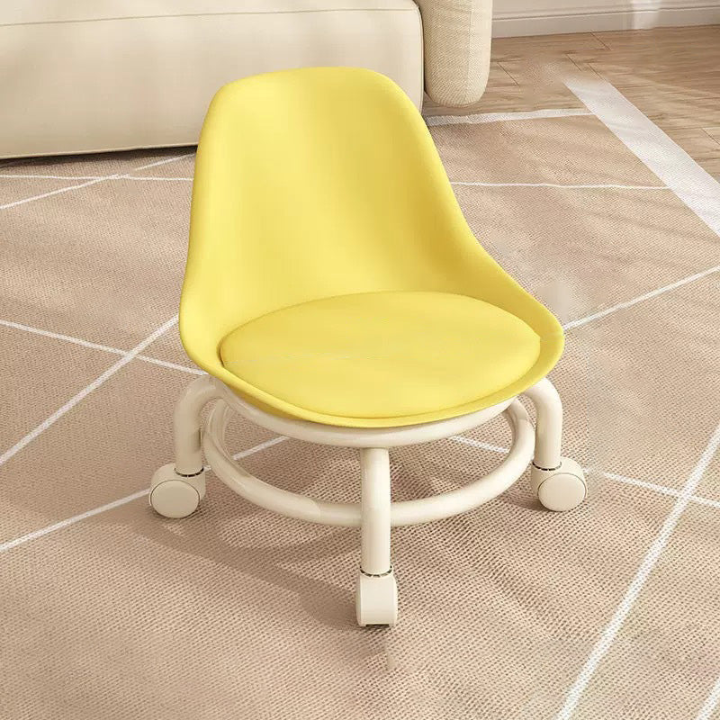 Zeitgenössischer kreativer runder Acryl-Doppelpedestal-Drehstuhl mit Rollen und Rückenlehne für das Wohnzimmer 