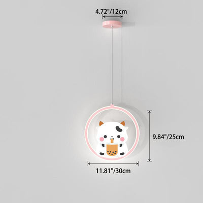 ضوء قلادة LED للأطفال من الألمنيوم والحديد والأكريليك بشكل دائرة دب بقرة للجانب السرير 