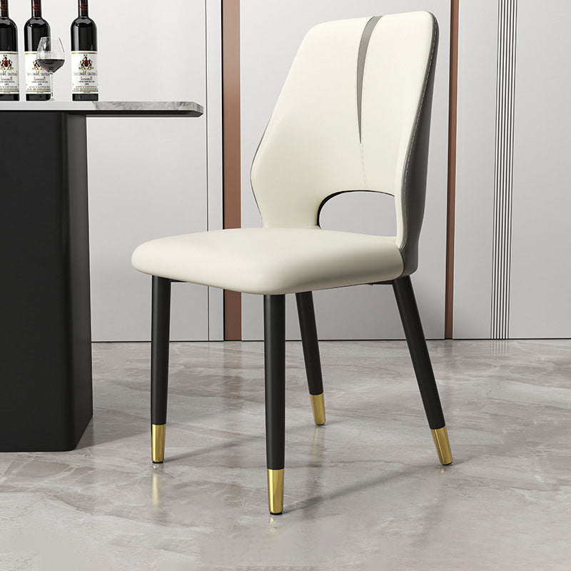 Modern Luxury Square Cushion Faux Leather Carbon Steel Dining Chair Backrest For Dining Room