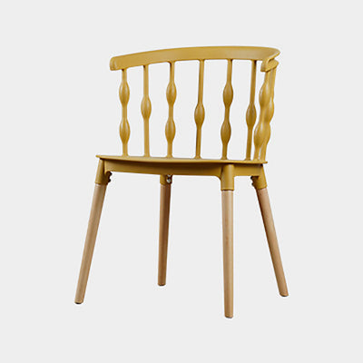 Chaise de salle à manger en plastique PP à lanières verticales créatives contemporaines avec dossier en hêtre pour salle à manger 