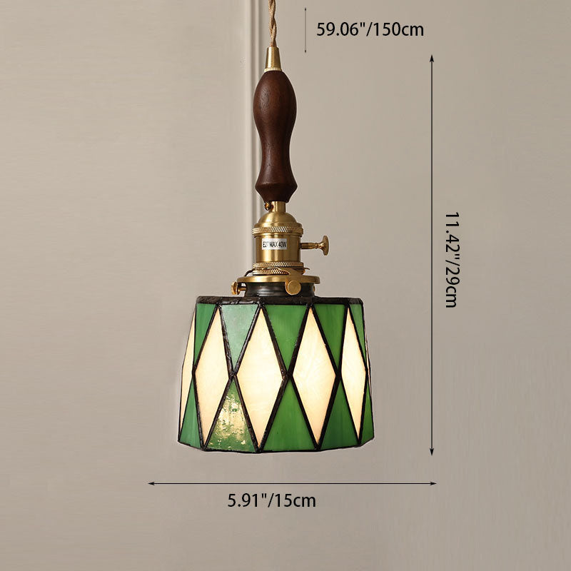Modern Creative Minimalist Stained Glass Cylinder 1-Light Pendant Light