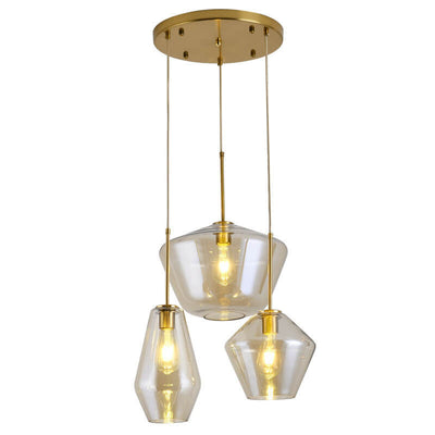 Nordic Creative Polygonal Glass 3-Light Chandelier