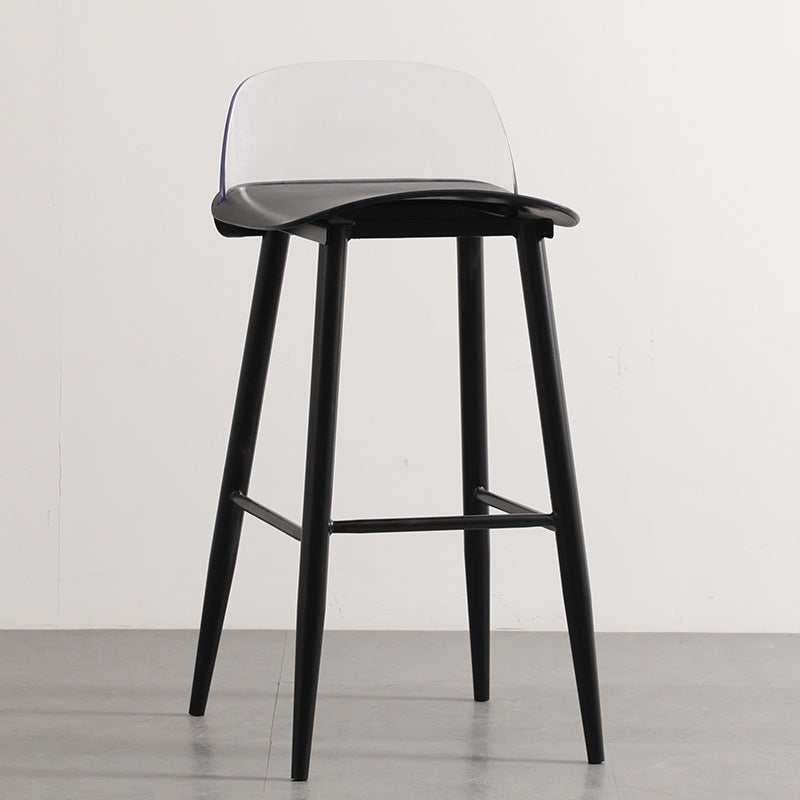 Moderner minimalistischer rechteckiger Barhocker aus PC und Eisen mit Rückenlehne für das Esszimmer 
