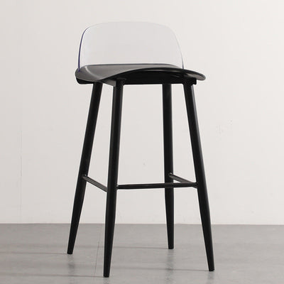 Moderner minimalistischer rechteckiger Barhocker aus Kohlenstoffstahl mit Kunststofflehne für das Esszimmer 