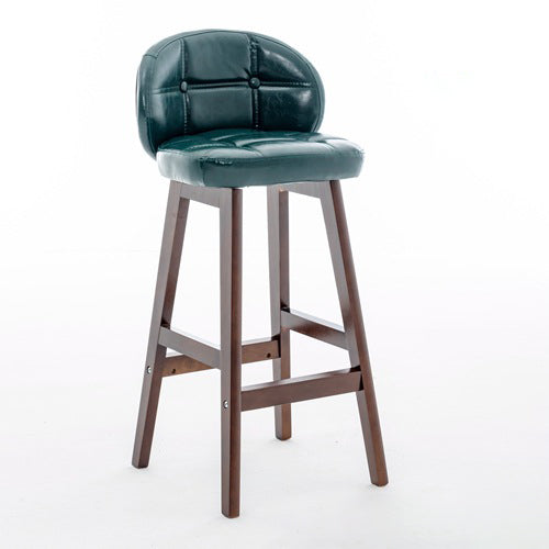 Moderner minimalistischer quadratischer Holz-Leder-Schaum-Barhocker mit vier Beinen und Rückenlehne für das Esszimmer 