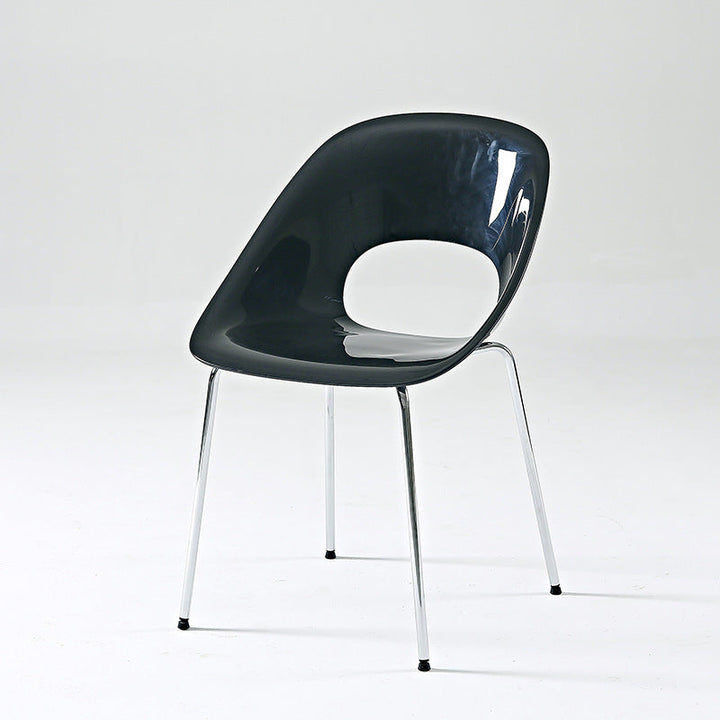 Silla de comedor contemporánea y creativa con respaldo cuadrado calado de plástico y hierro para comedor 