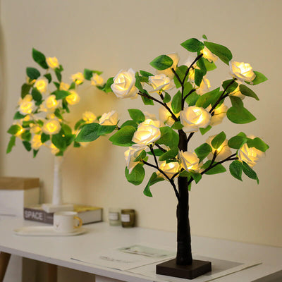 Christmas Decorative Plastic Tree Light Rose Decorative LED Table Lamp