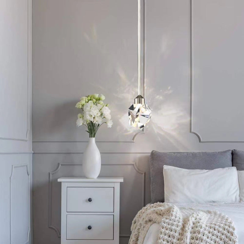 Moderne Luxus funkelnde Kristall Stein Eisen 1-Licht Pendelleuchte für Wohnzimmer