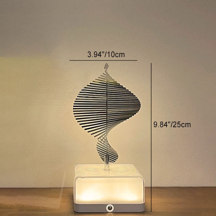 Modern Art Deco Stainless Steel ABS Cubic Base Multishape Rechargeable USB LED Table Lamp Night Light For Bedside
