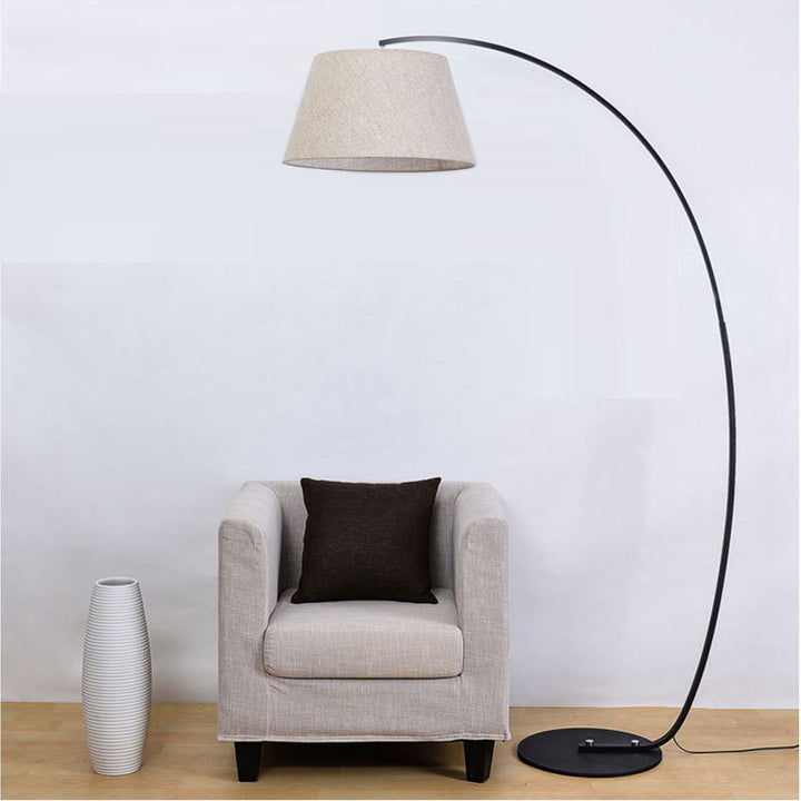 Lámpara de pie moderna de lujo ligero de hierro forjado con cilindro curvado de 1 luz 