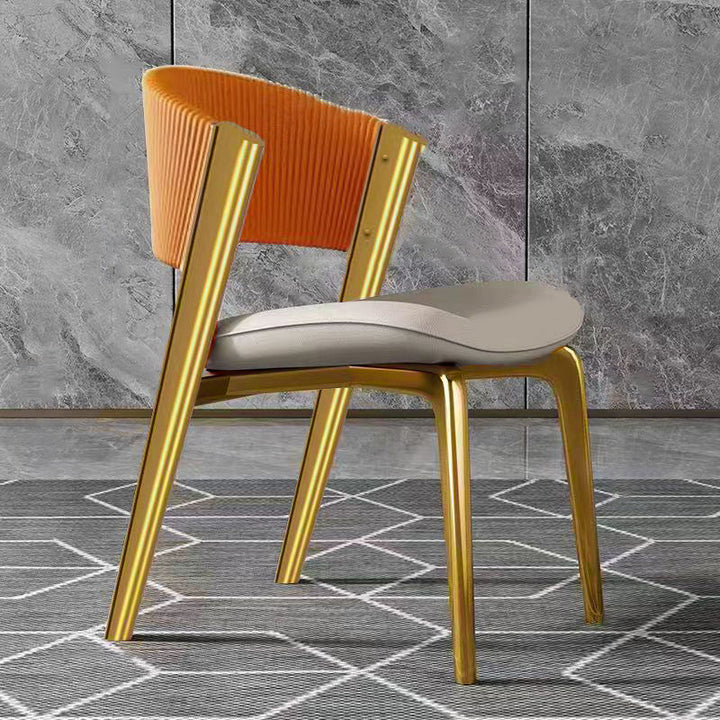 Modern Luxury Square Faux Leather Carbon Steel Foam Dining Chair Four Legs Backrest For Dining Room