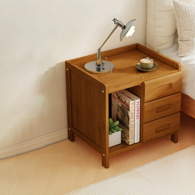Table de nuit moderne minimaliste rectangulaire en bambou à densité de panneau 1/3 tiroir pour chambre 