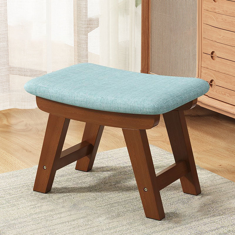 Moderner minimalistischer quadratischer Schuhbank-Hocker aus Kautschukholz mit Baumwoll-Leinen-Kissen für das Wohnzimmer 