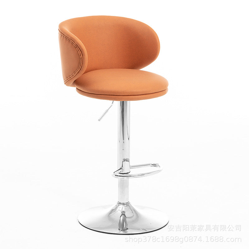 Moderner minimalistischer runder Stoff-Edelstahl-Barhocker mit Rückenlehne für das Esszimmer 