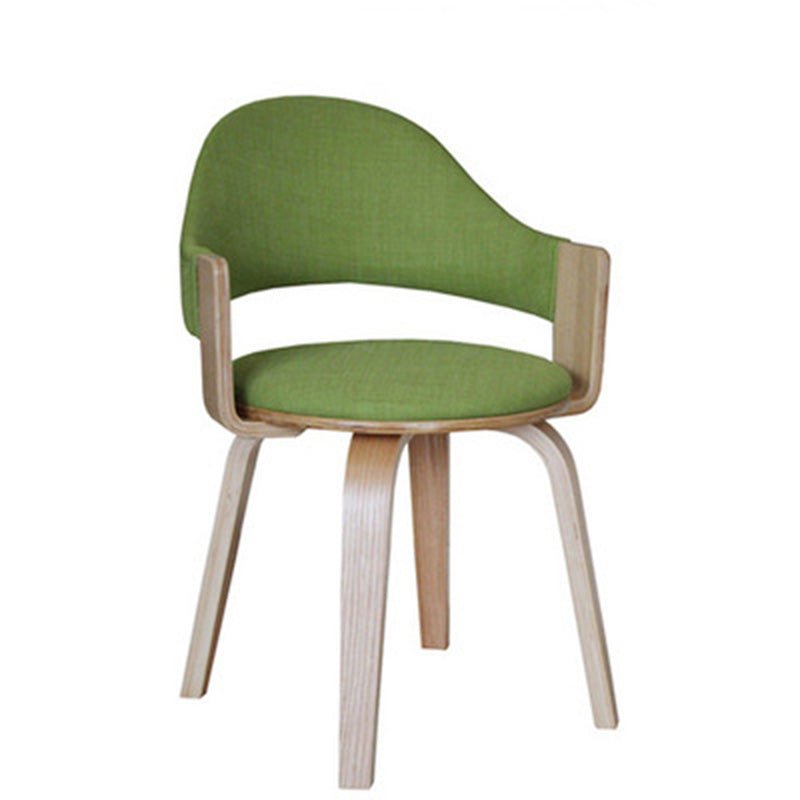 Contemporary Nordic Round PU Leather Upholstered Wood Frame Ergonomic Swivel Chair Backrest Armrest For Home Office