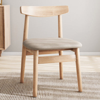 Silla de Comedor Tapizada en Cuero Nappa de Doble Capa Cuadrada Retro Contemporánea con Respaldo Abierto Sin Brazos para Comedor 