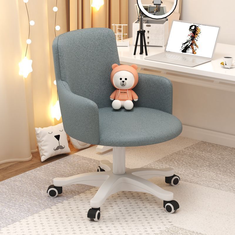 Moderner minimalistischer Stoff Samt Kohlenstoffstahl Schwamm Runder Drehbarer Schreibtischstuhl Rückenlehne Armlehne Für Home Office 