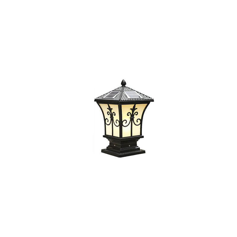 Lampe frontale de colonne extérieure solaire de patio imperméable vintage moderne 