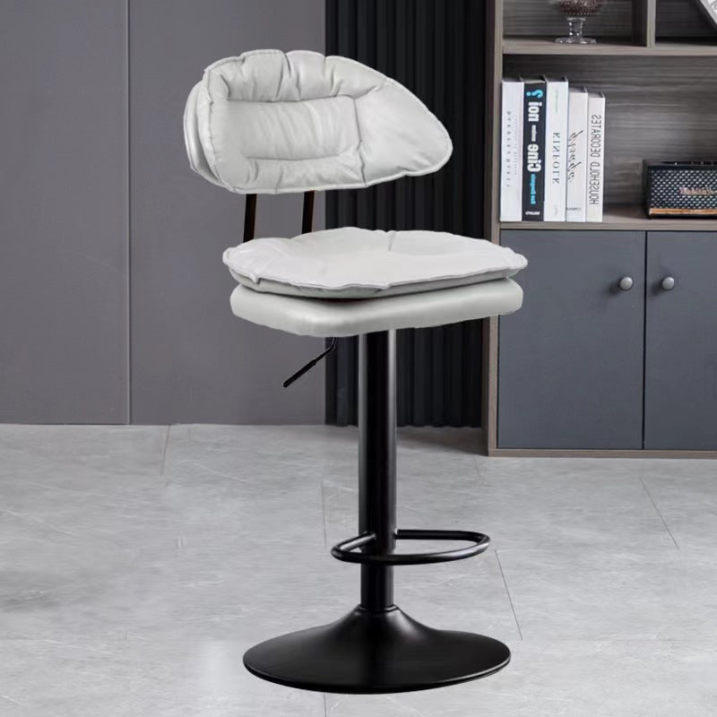 Moderner minimalistischer quadratischer Kissenleder-Metall-Barhocker mit Rückenlehne, höhenverstellbar für Esszimmer 