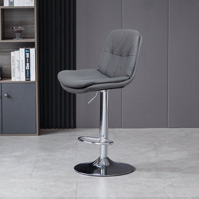 Taburete de barra con respaldo contemporáneo nórdico base redonda cojín rectangular cuero nappa espuma estructura de metal para comedor 