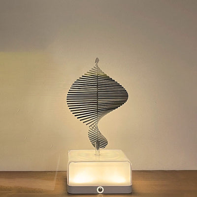 Modern Art Deco Stainless Steel ABS Cubic Base Multishape Rechargeable USB LED Table Lamp Night Light For Bedside