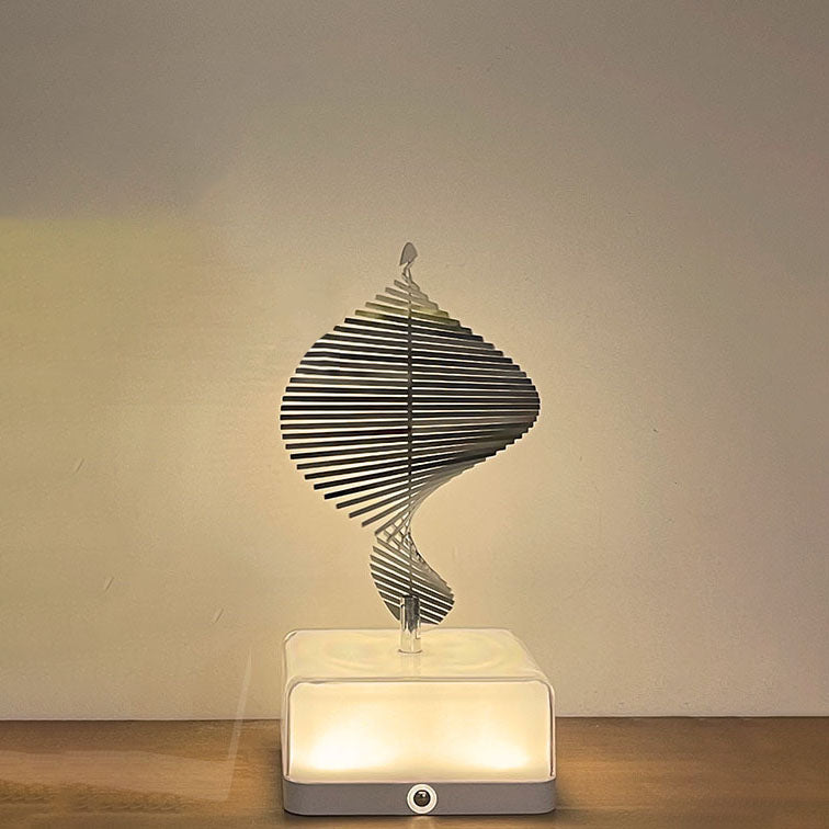 Modern Art Deco Stainless Steel ABS Cubic Base Multishape Rechargeable USB LED Table Lamp Night Light For Bedside