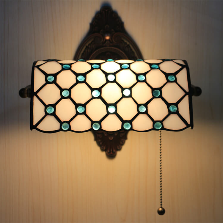 Tiffany Lucite Beads Stained Glass 1-Light Wall Sconce Lamp