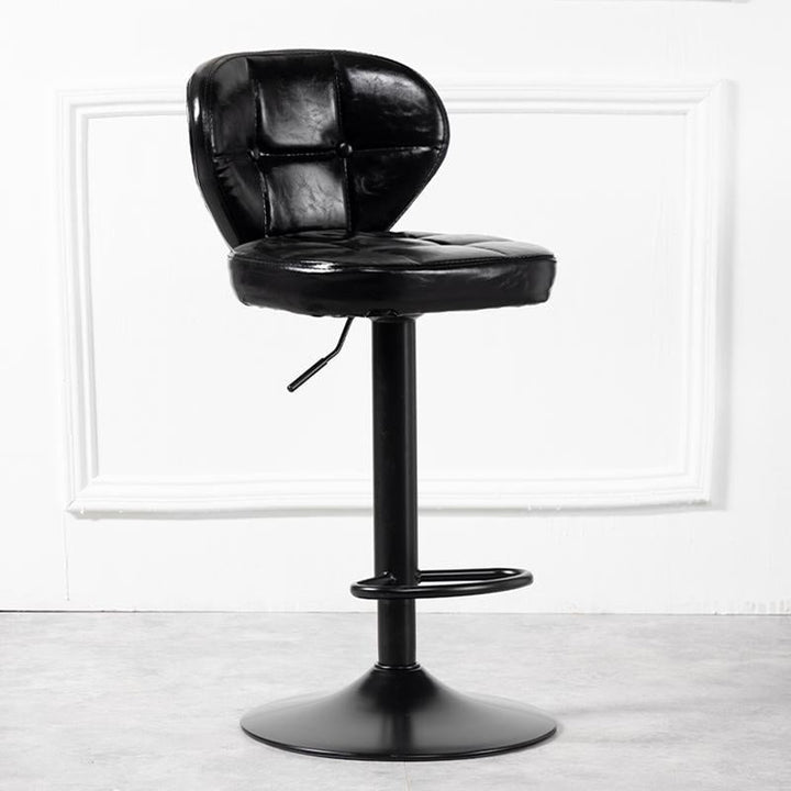 Tabouret de bar métallique carré minimaliste moderne en cuir ciré huilé avec dossier sans accoudoirs pour salle à manger 
