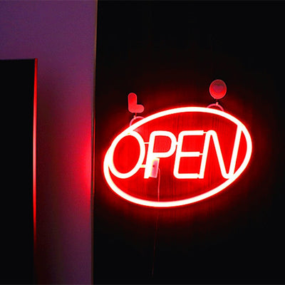 Modern Art Deco Waterproof PS OPEN LED Outdoor Hanging Neon Wall Sconce Lamp For Dining Room