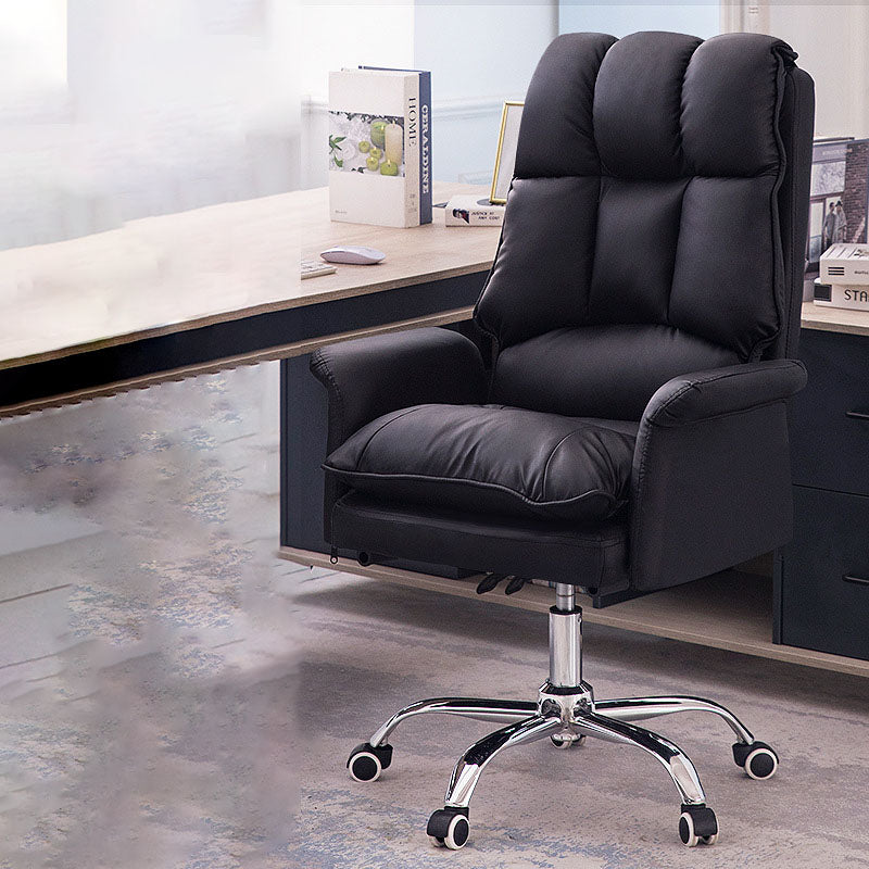 Moderner minimalistischer quadratischer rechteckiger PU-Leder-Edelstahl-Schreibtischstuhl mit Rückenlehne und Armlehne für das Home Office 