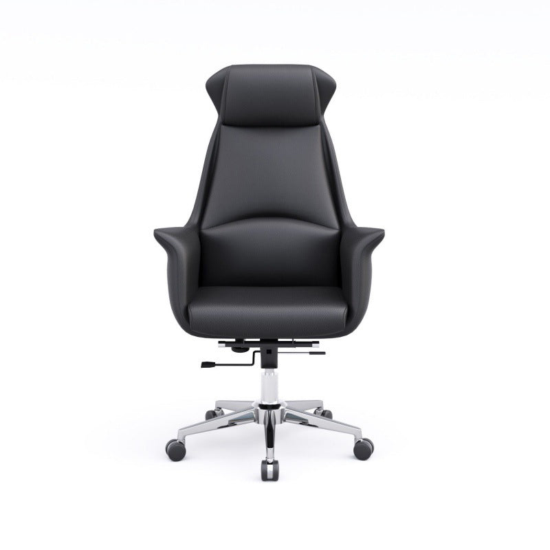 Chaise de bureau rectangulaire minimaliste moderne à dossier haut en PU et acier au carbone pour la maison 