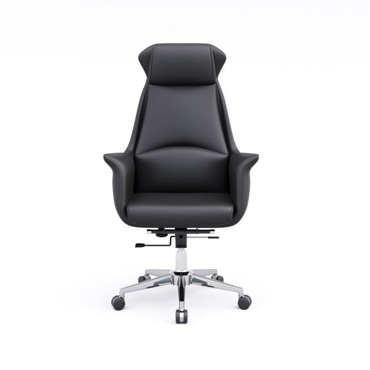 Chaise de bureau rectangulaire minimaliste moderne à dossier haut en PU et acier au carbone pour la maison 