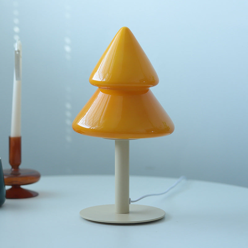 Modern Art Deco Iron Glass Christmas Tree LED Table Lamp For Bedroom